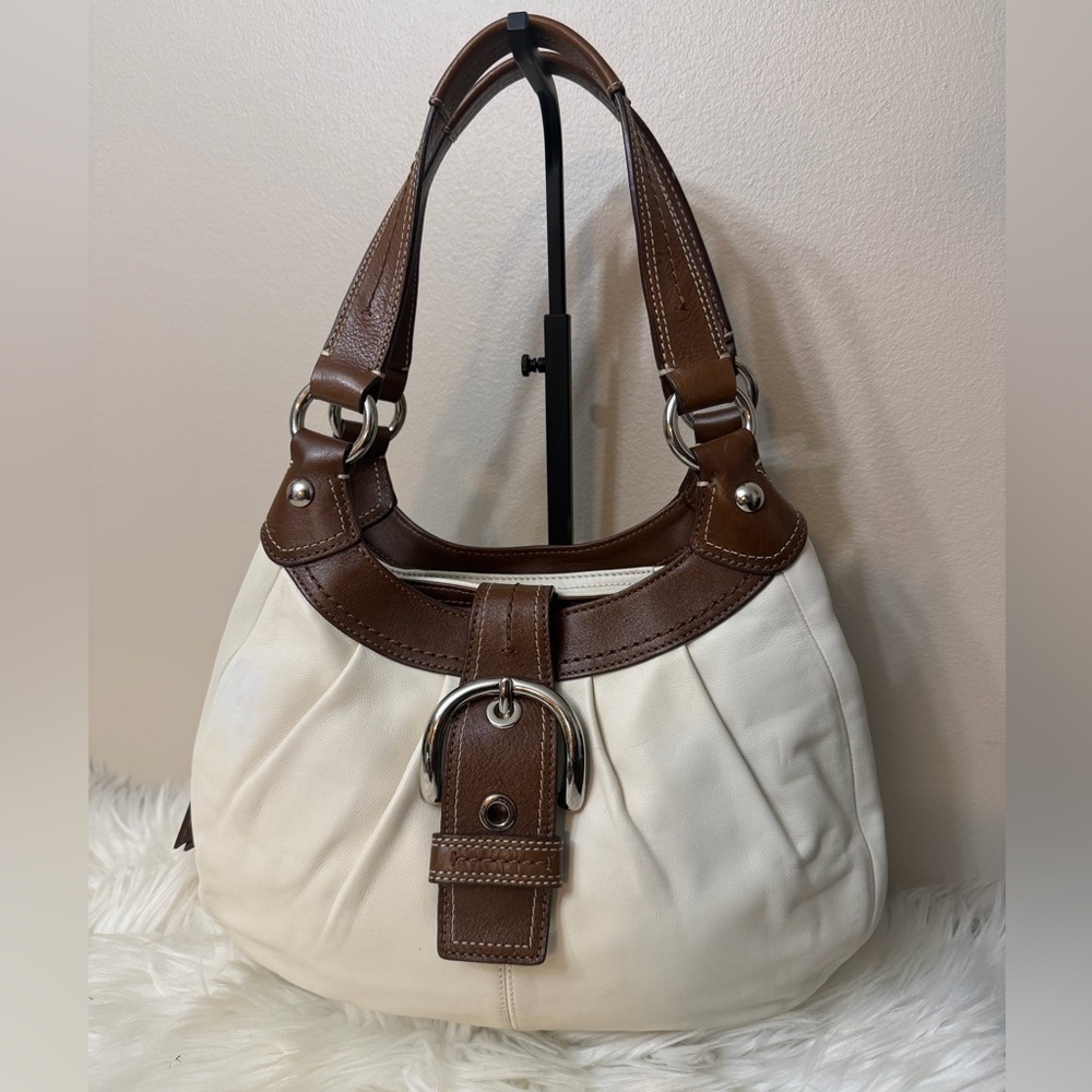 Coach White and Brown Hobo Bag# F15527
